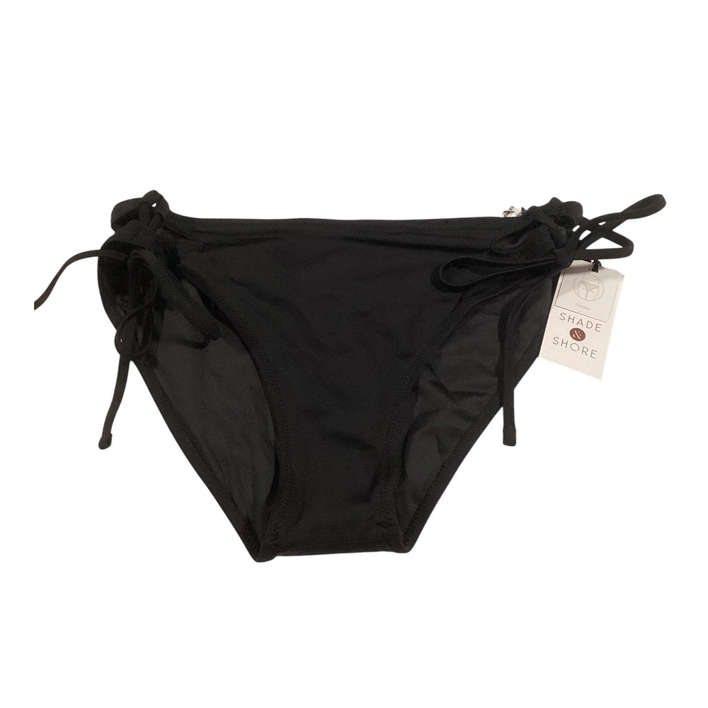 Shade & Shore Womens Black Side Tie Cheeky Bikini Bottom Swimwear NEW